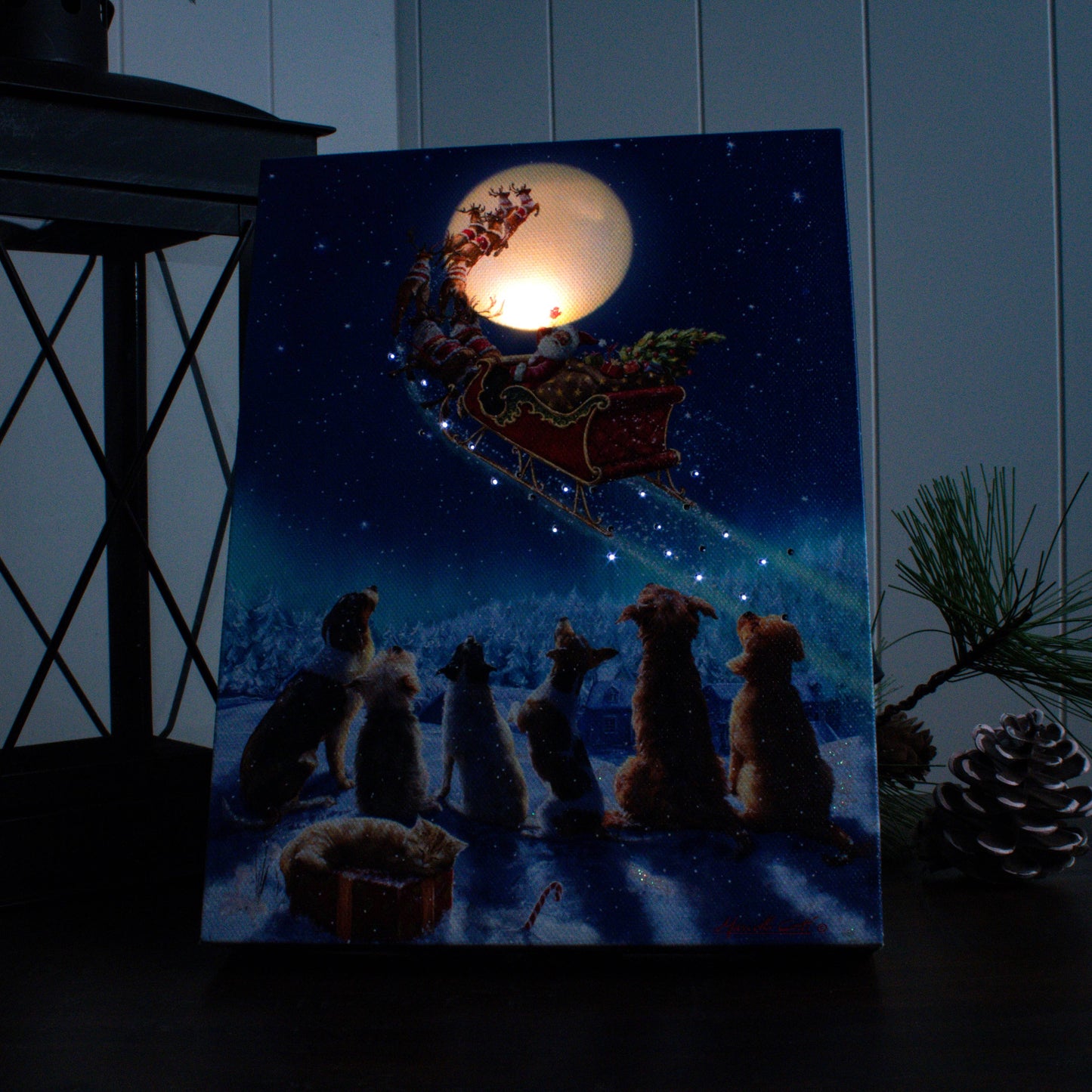 Santa's Arrival 8x6 Lighted Tabletop Canvas