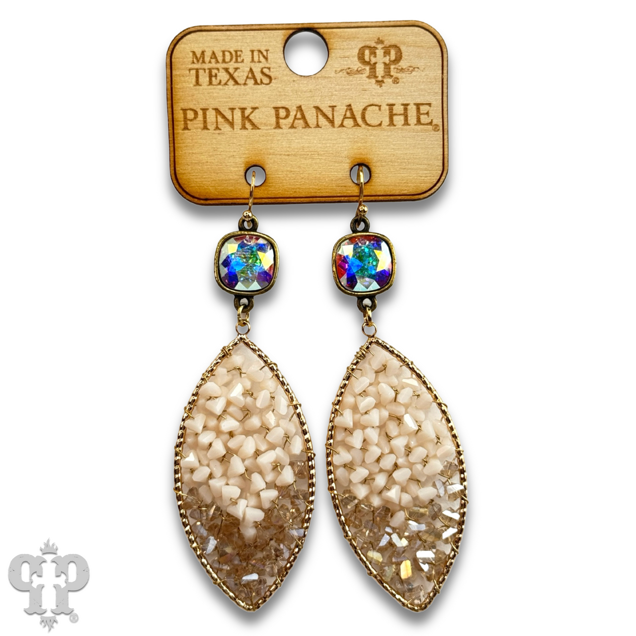 Bead woven diamond shape earring with Austrian crystal