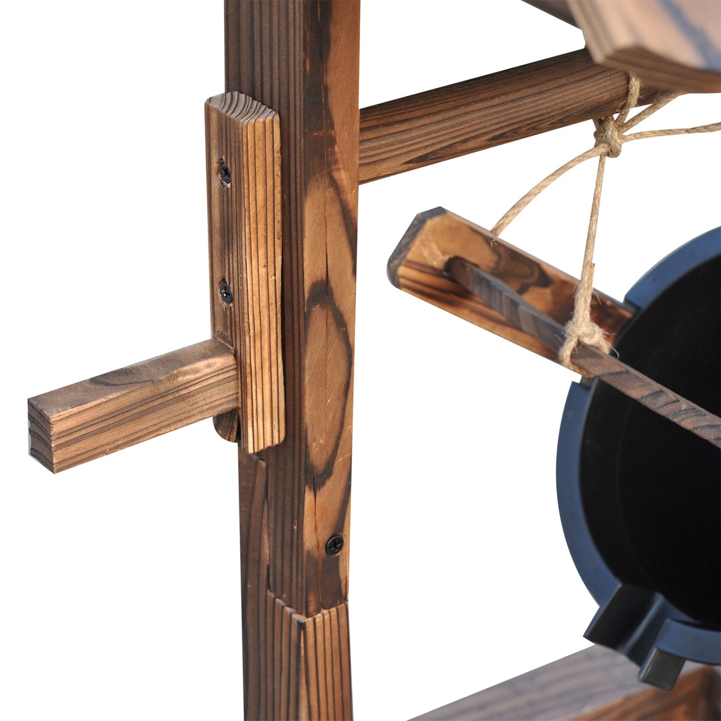 Outdoor Wooden Wishing Well Fountain with Adjustable Water Flow Rate, Outdoor Rustic Waterfall Fountain with Electric Pump, Water Bucket, for Backyard Patio Garden Lawn, Carbonized Finish