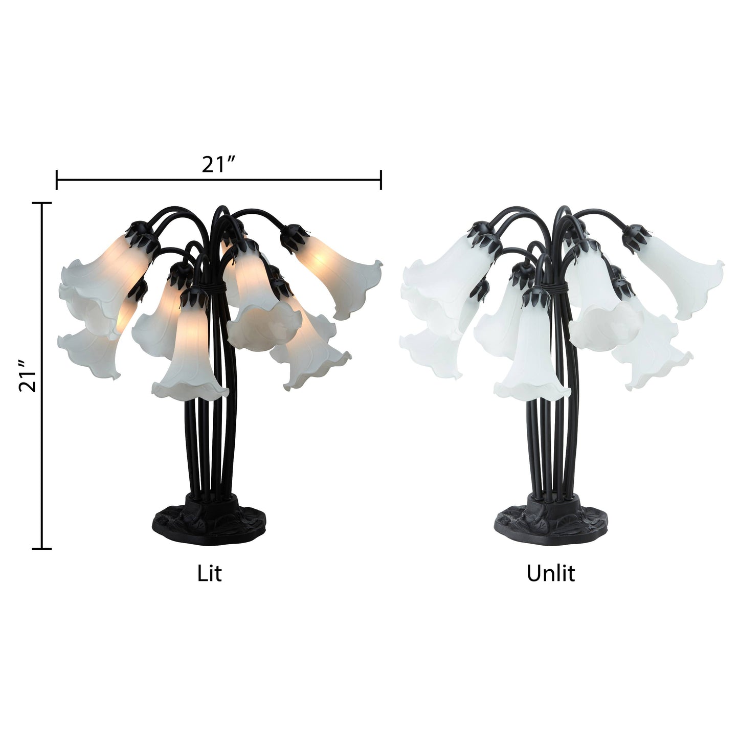 21"H Lily 10 Light White Shade Table Lamp
