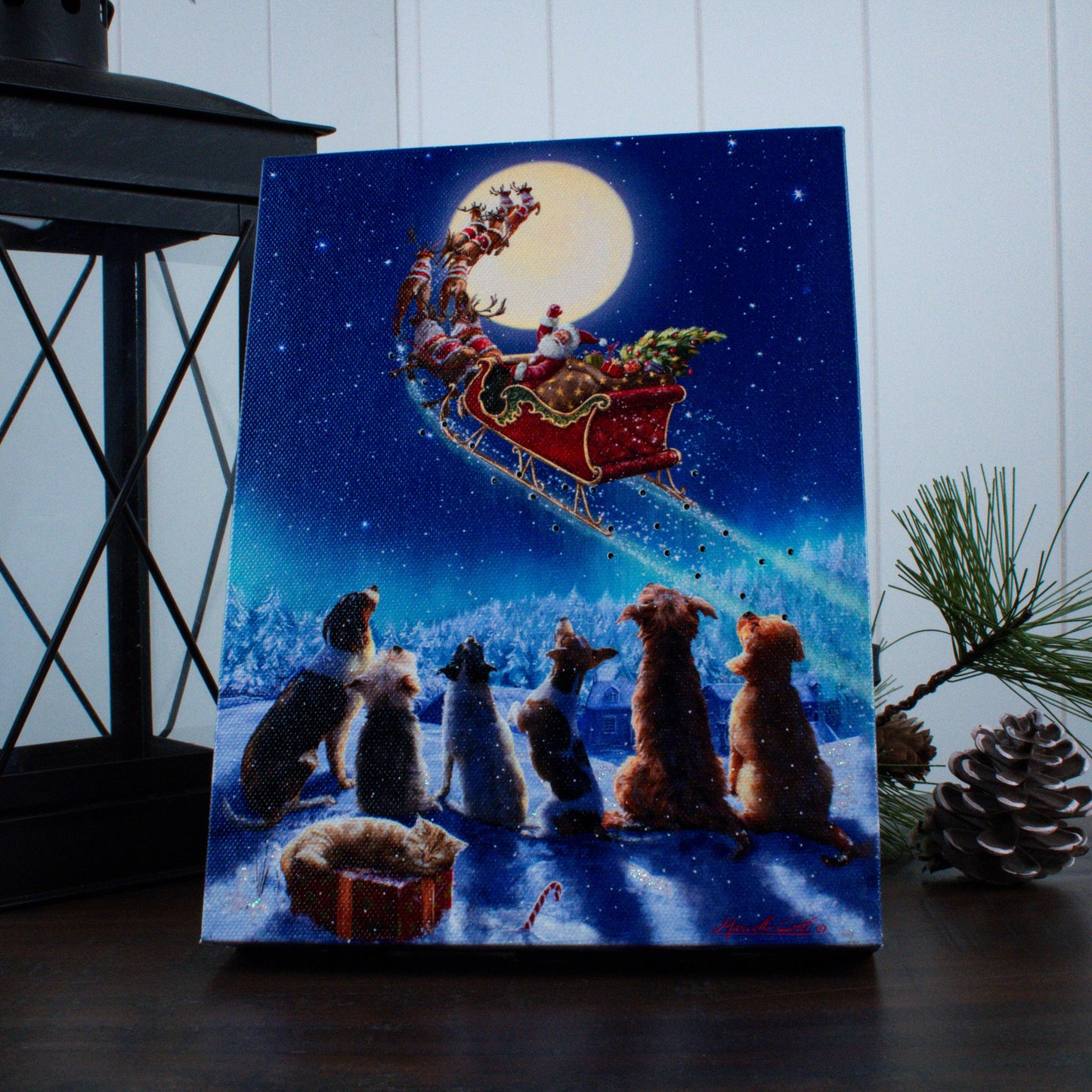 Santa's Arrival 8x6 Lighted Tabletop Canvas
