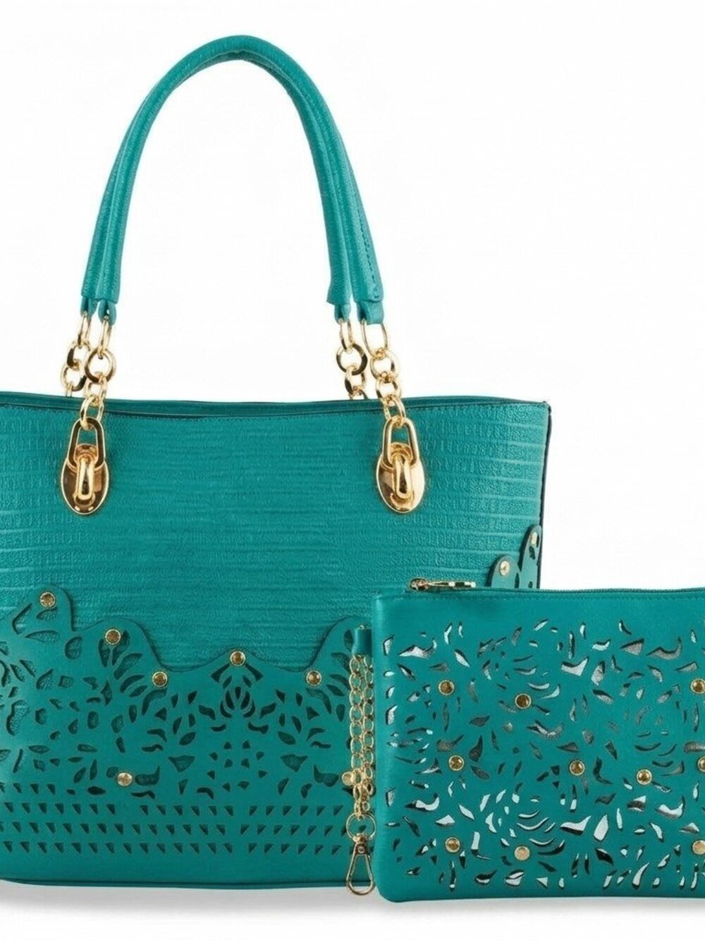 Aurelia Cutout Tote Set with Rhinestone accents
