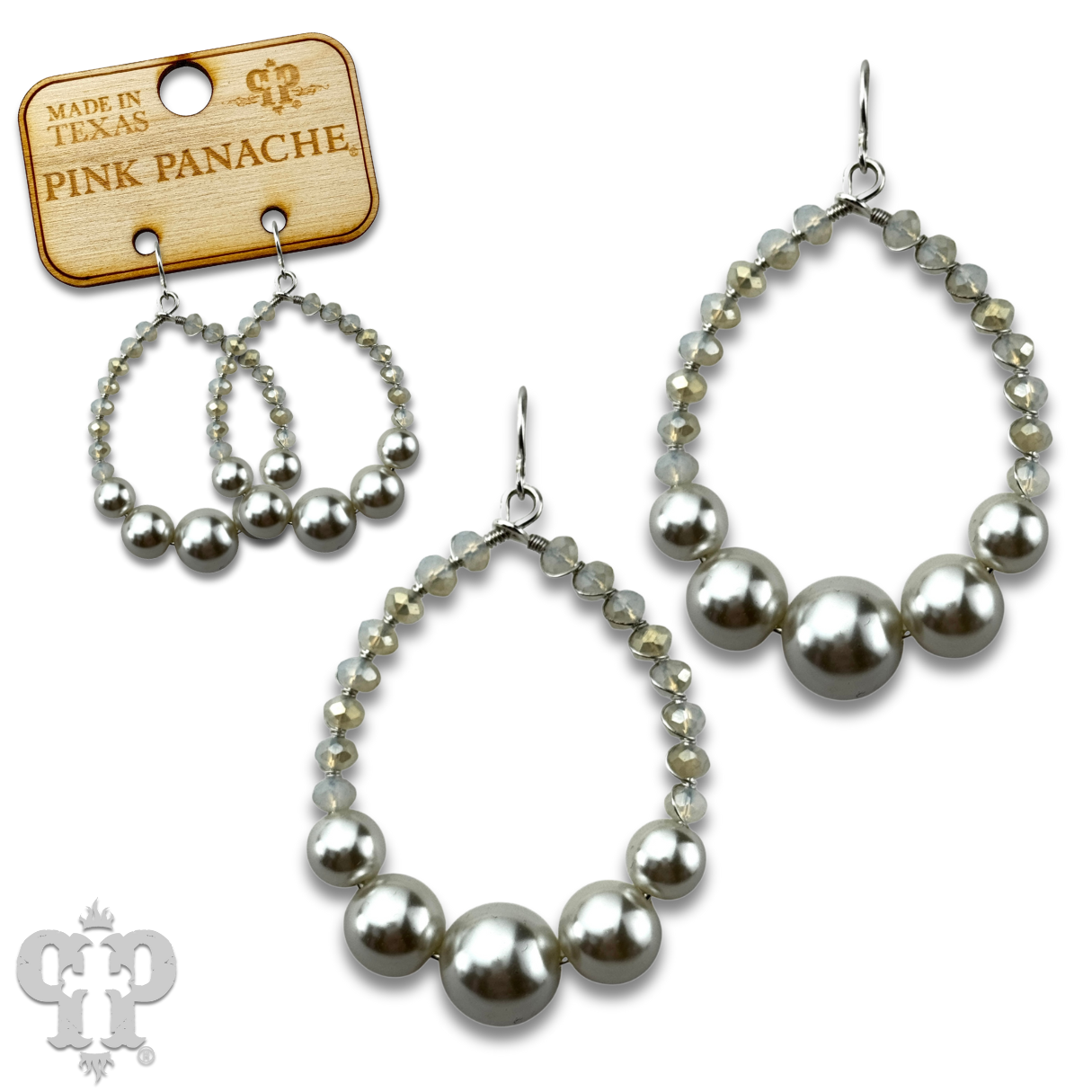 Acrylic pearl bead teardrop earring - LC