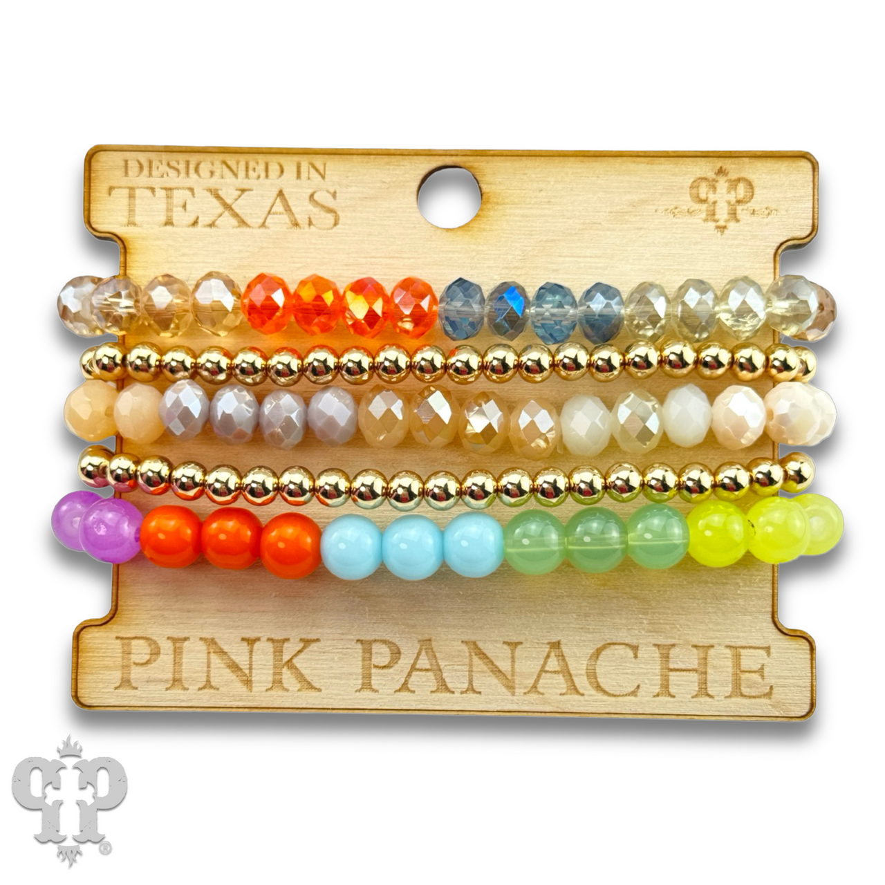 Light multi-color and gold bead bracelet set - LC