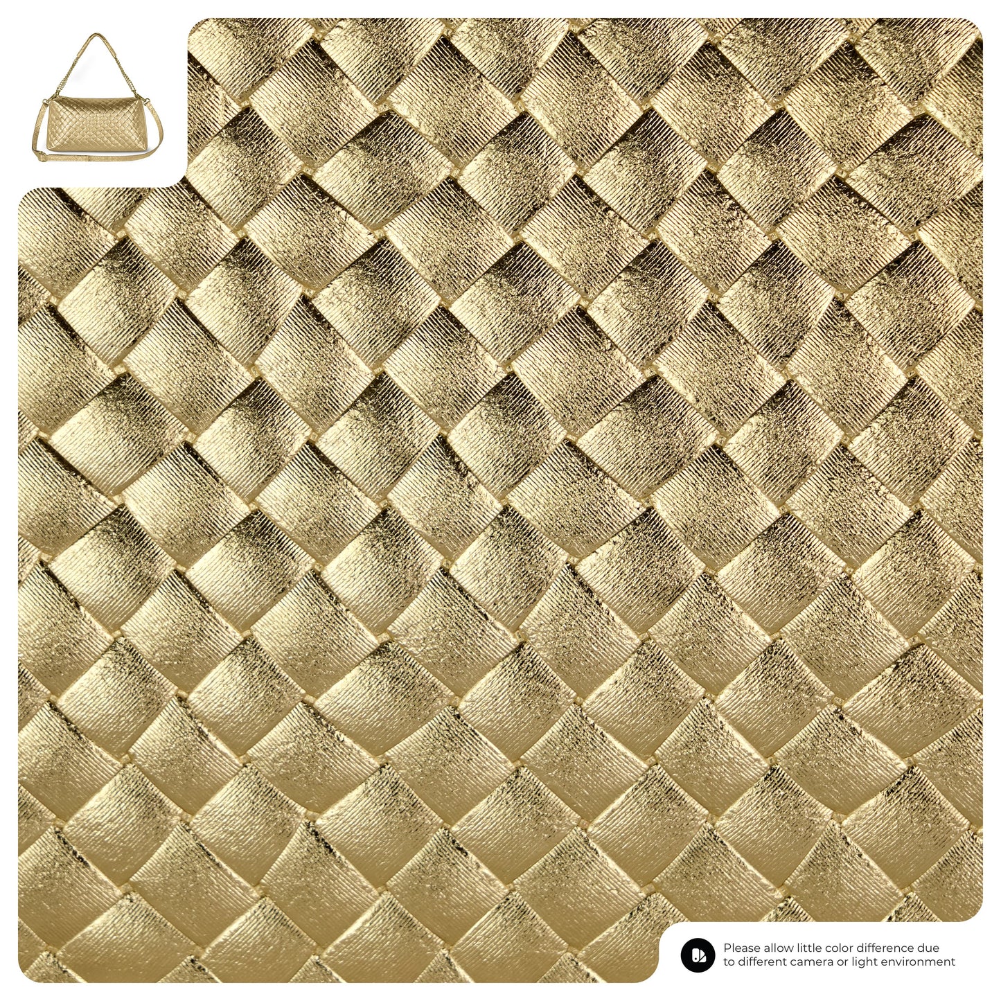 Italian Genuine Woven-Embossed Metallic Suede Crossbody Bag | Roma
