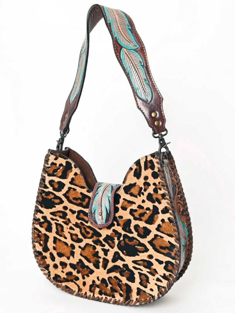 American Darling Wild Feather Western Hair on Hobo Bag