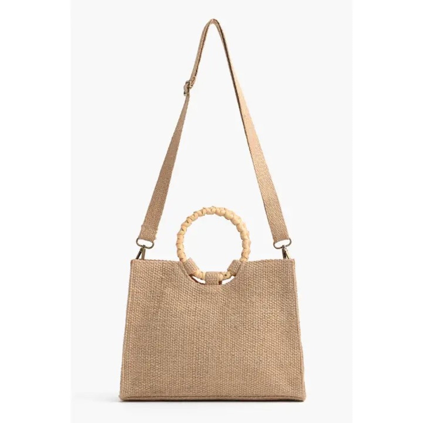 America & Beyond Floral Beaded Jute Shoulder Bag