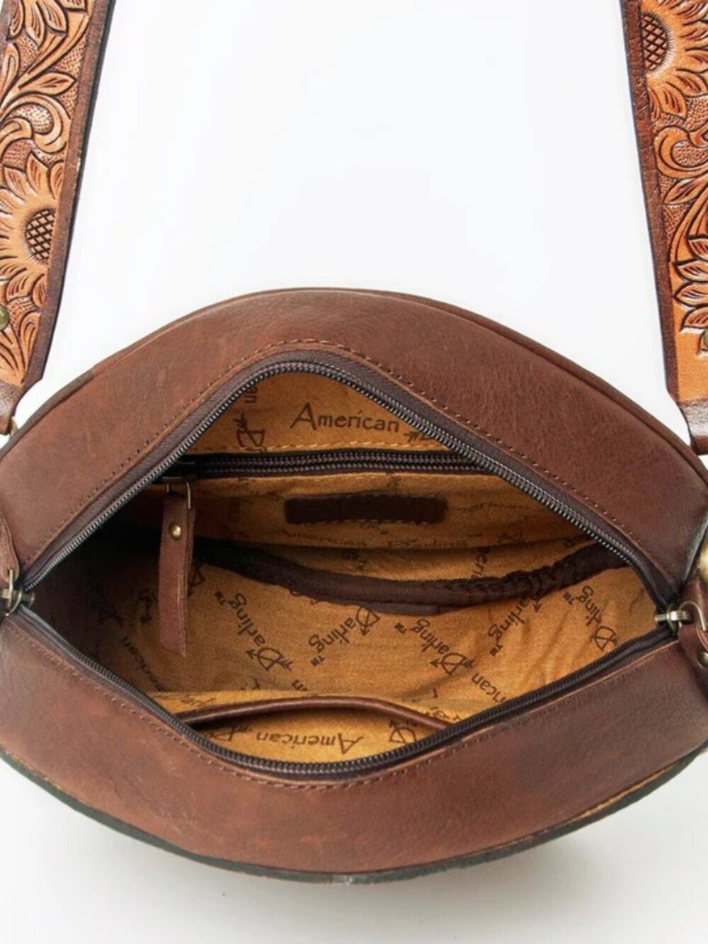 American Darling Sunflower Tooled Crossbody Canteen Bag