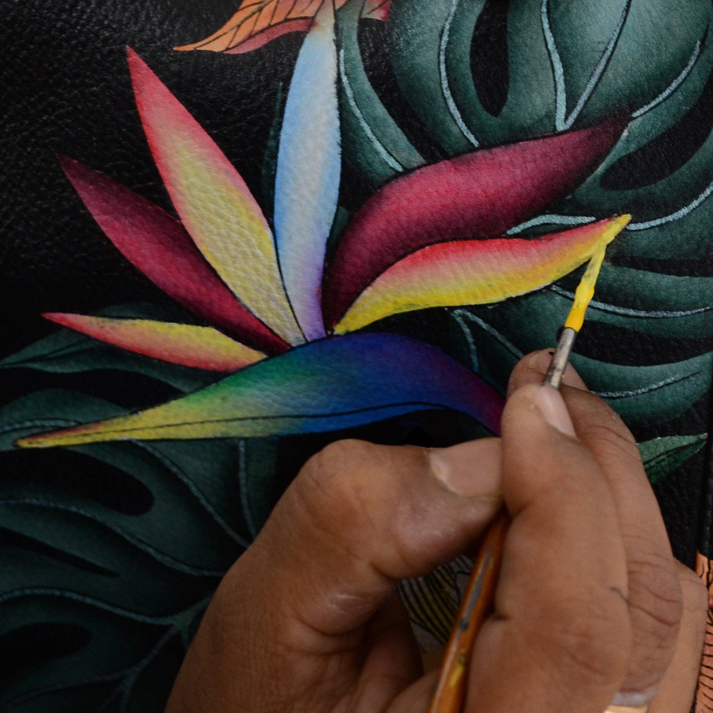 Hand-Painted Leather Smartphone Crossbody - 1154