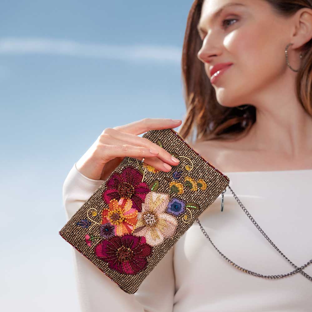 Budding Romance beaded floral Crossbody Phone Bag