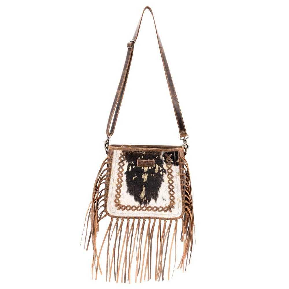 Full Grain Leather & Acid Wash Cowhide Shoulder Bag -Women's