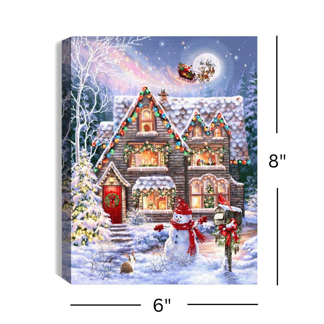 Christmas House 8x6 Lighted Tabletop Canvas