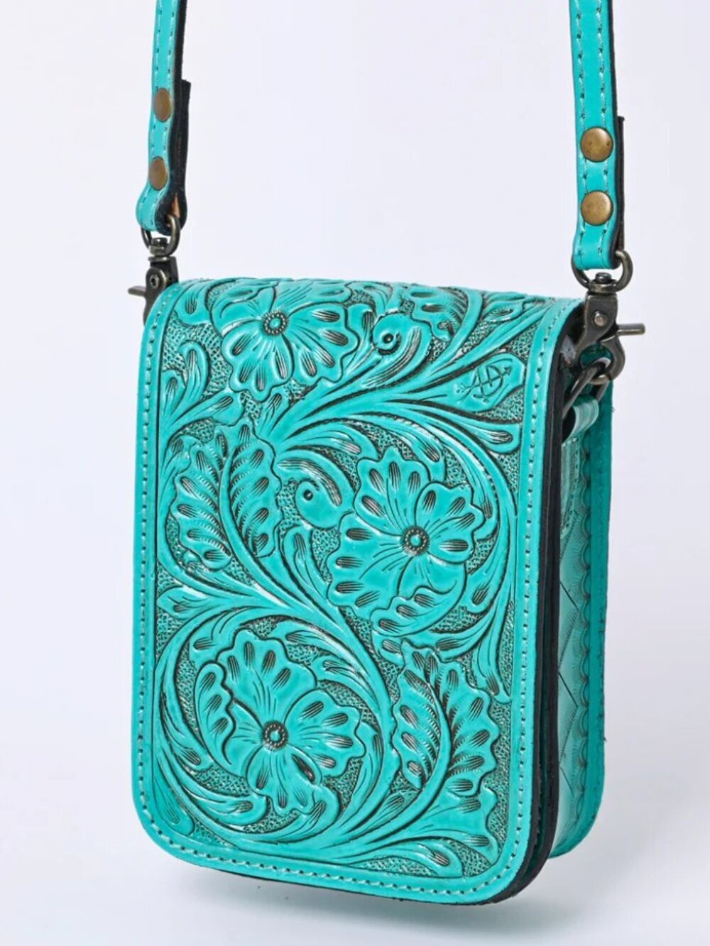 American Darling Turquoise Embossed Crossbody Phone Bag
