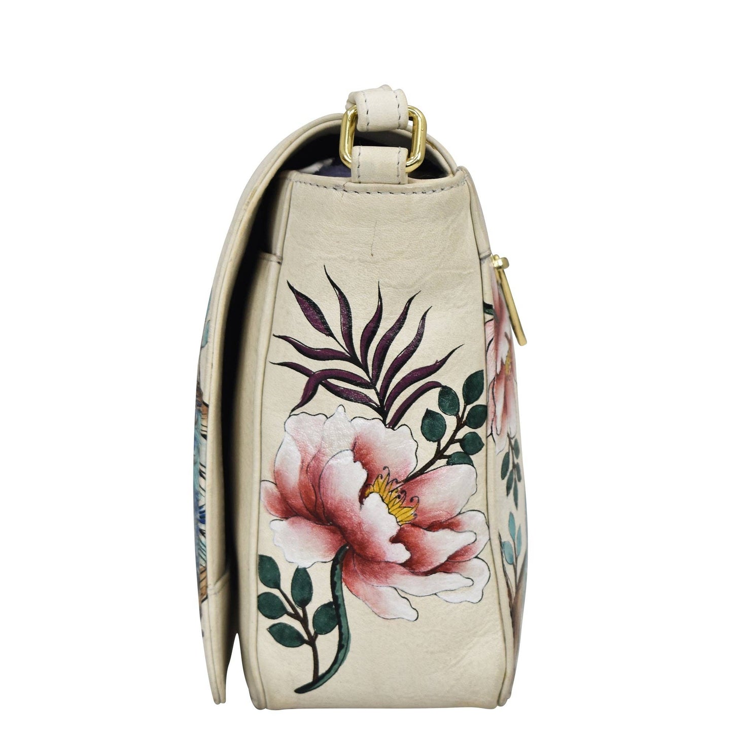 Anuschka Flap Crossbody - 683- white with peacock