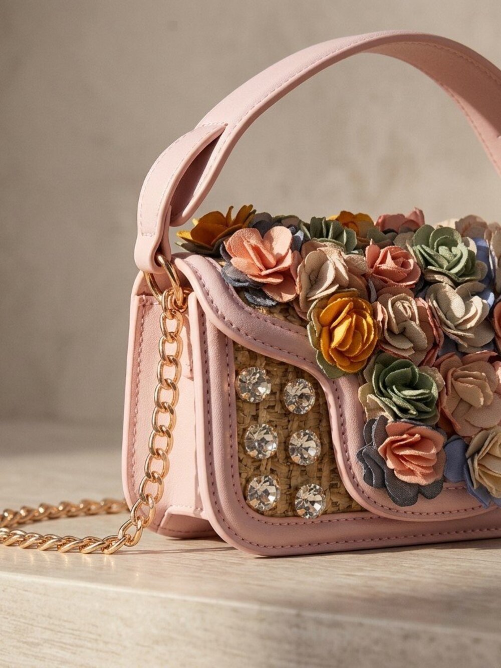 Blush Bloom Crystal Shoulder Bag-Petal Parade Crossbody