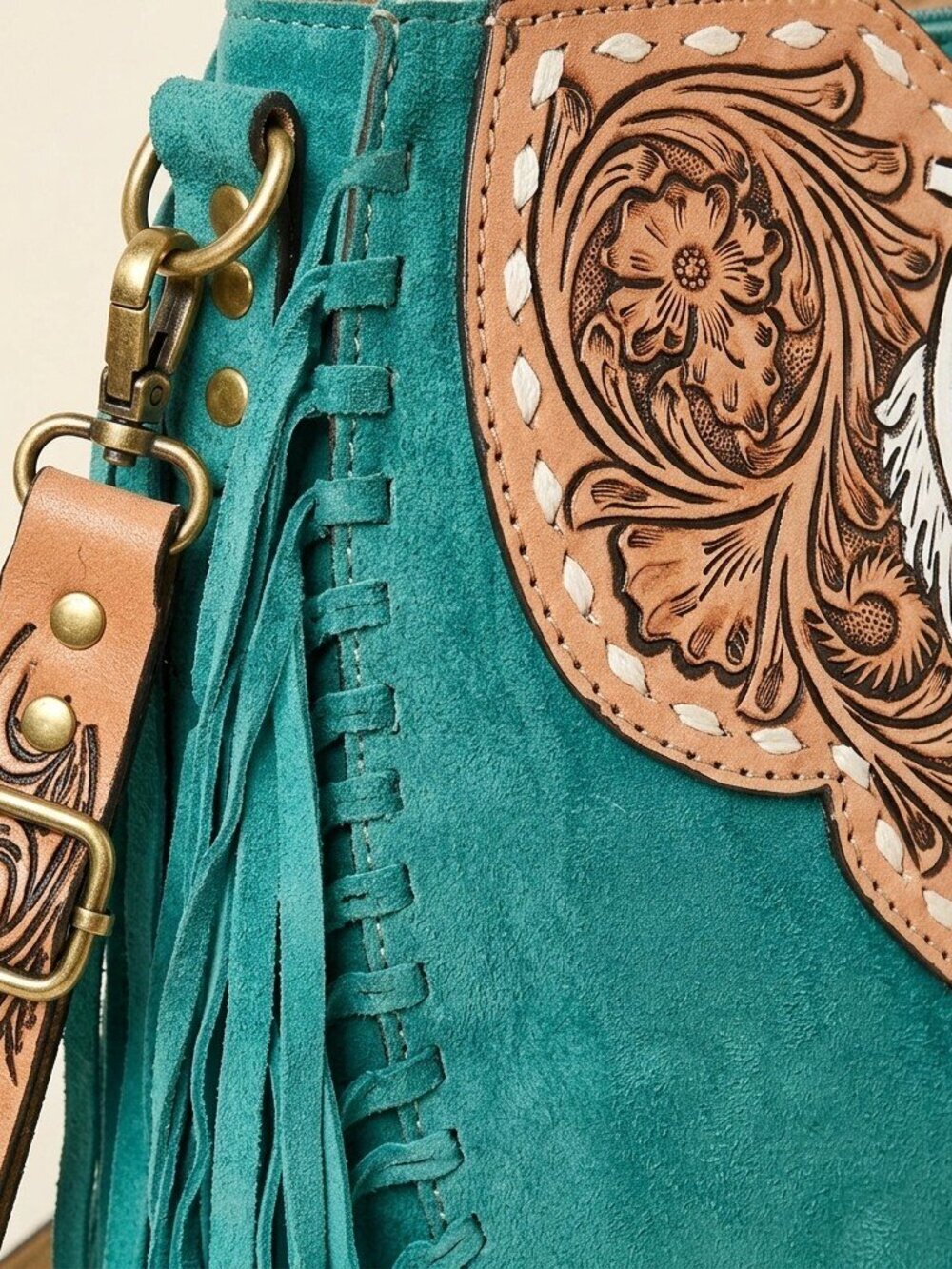 American Darling Turquoise Fringe Western Crossbody