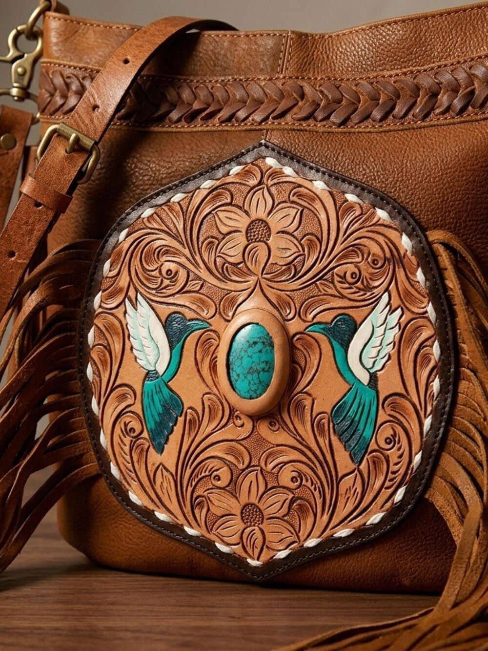 American Darling Turquoise Hummingbird Spirit Fringe Crossbody
