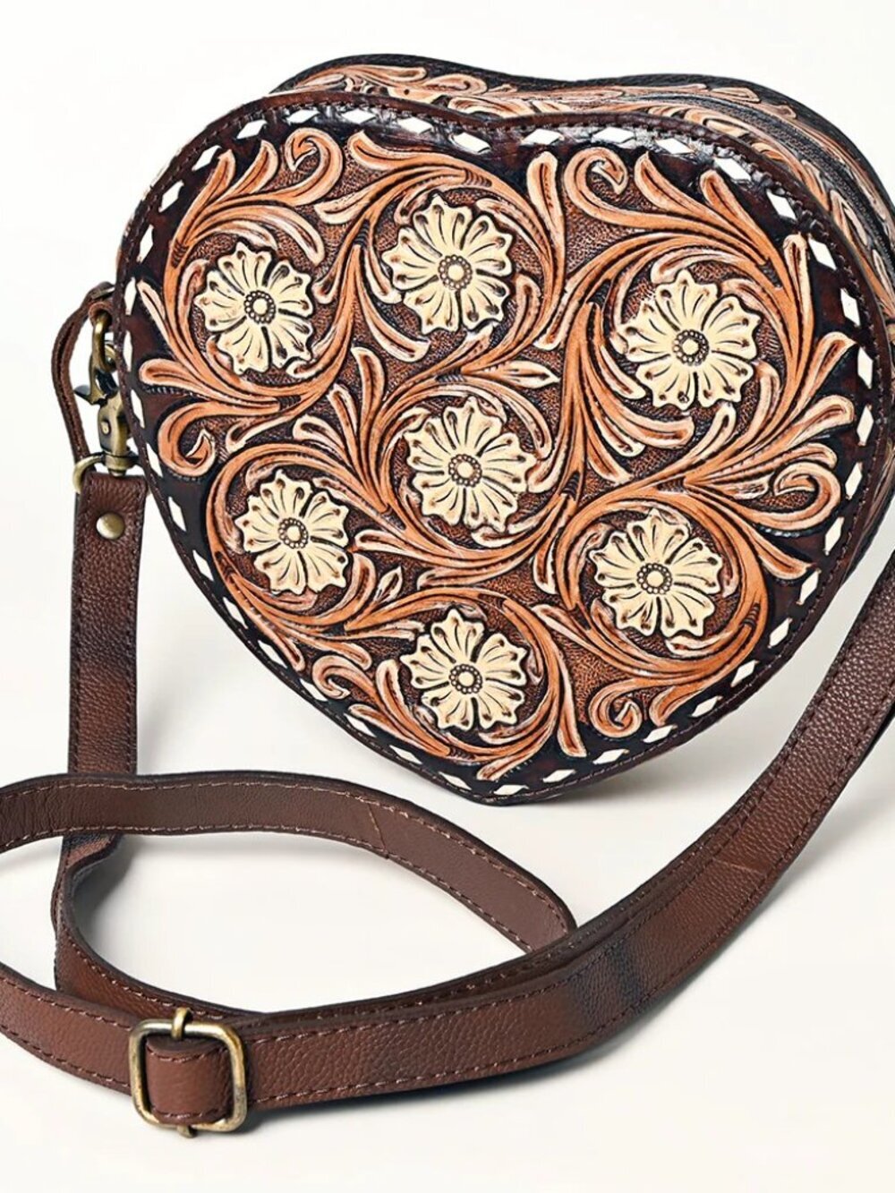 American Darling Western Floral Heart Crossbody Canteen Bag