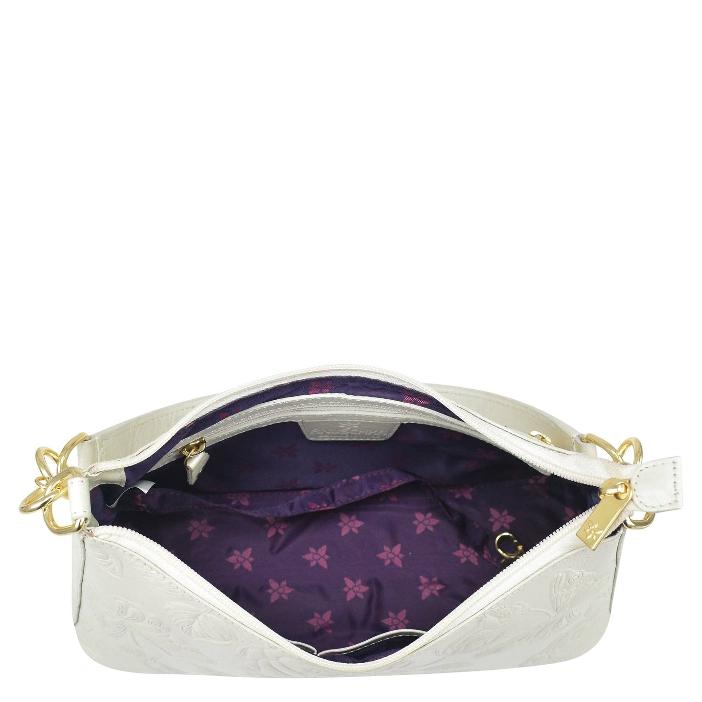 Anuschka Hobo With Chain Strap - 707 pearl white