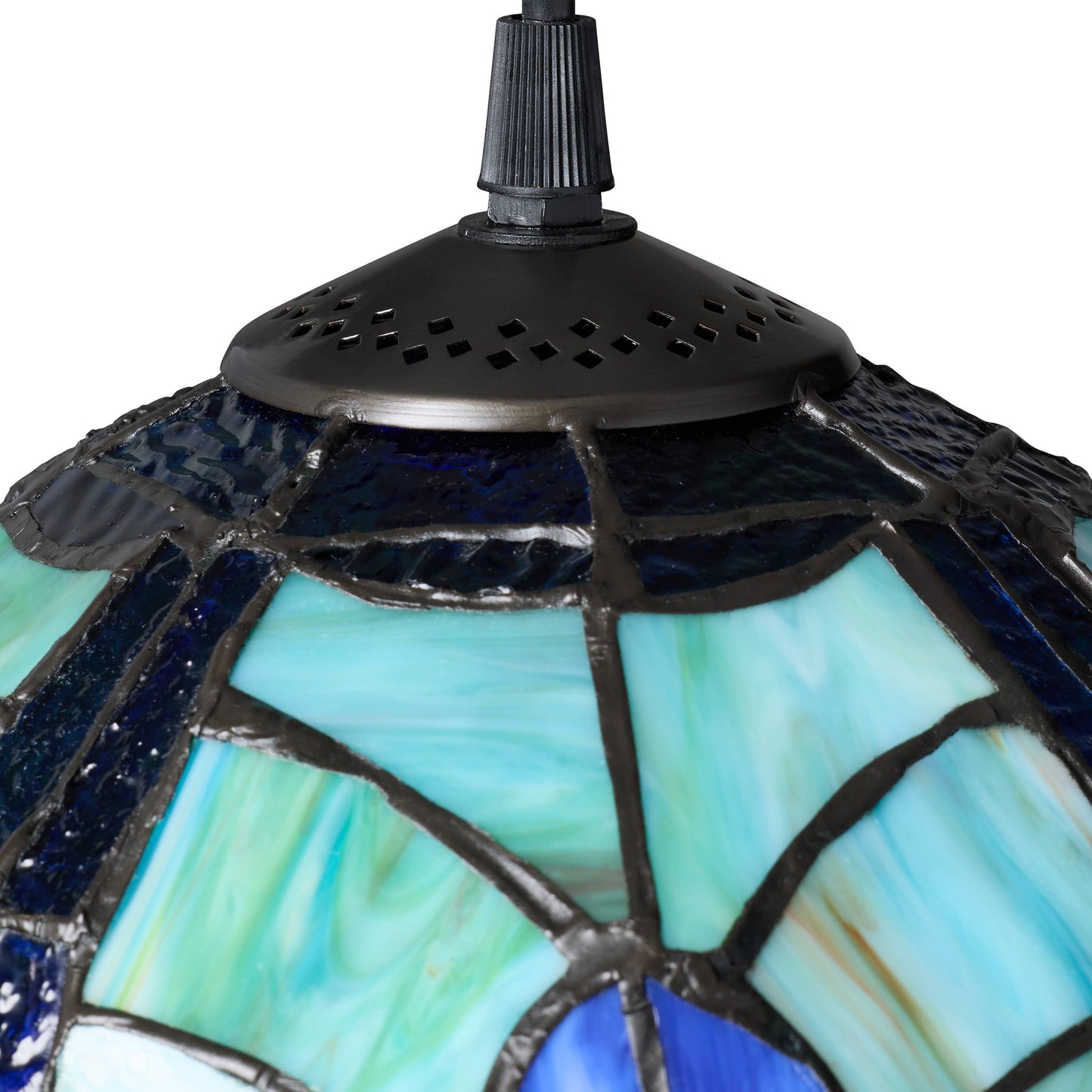 10.25"W Halston Traditional Blue Dome stained glass Shade Pendant