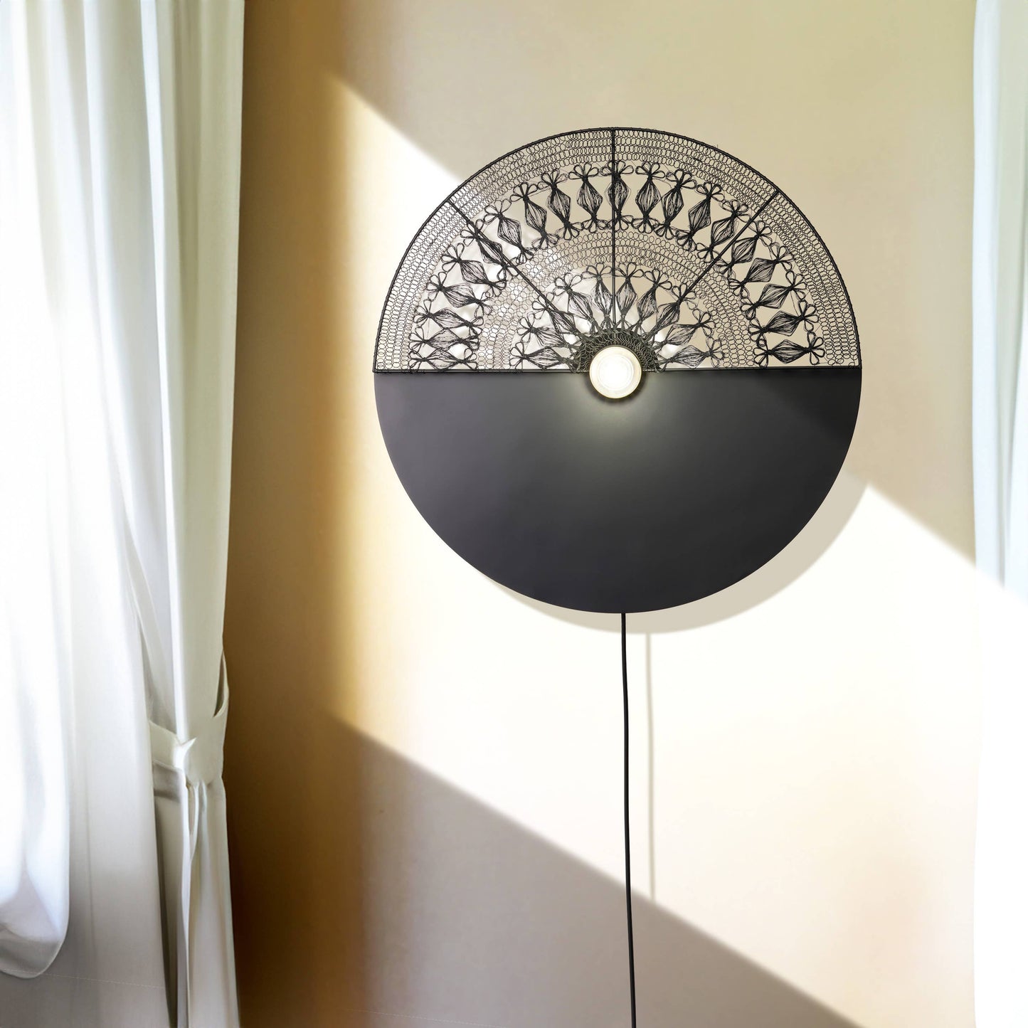 24"H Modern Black Indoor Plug In Wall Sconce