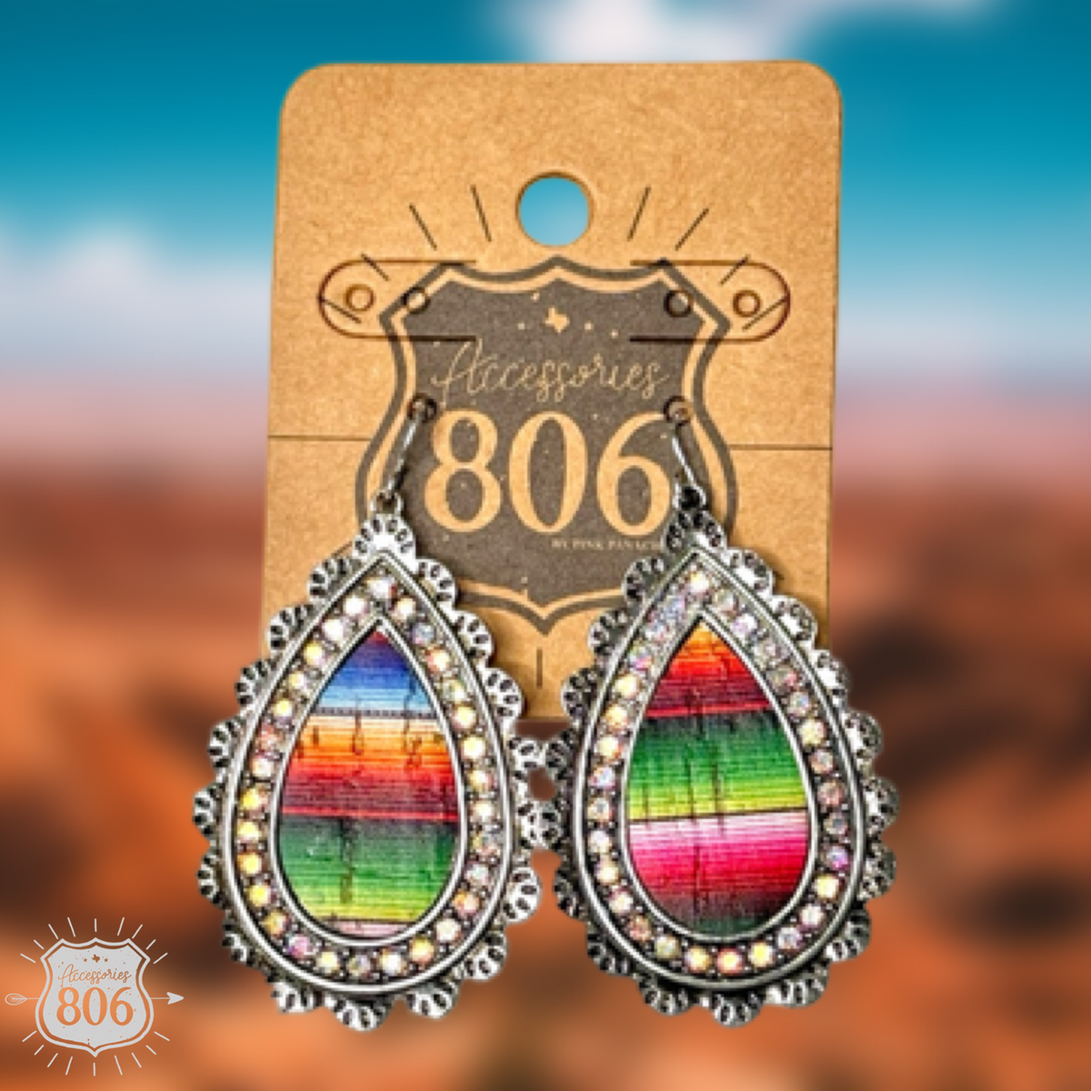 Western serape teardrop earring