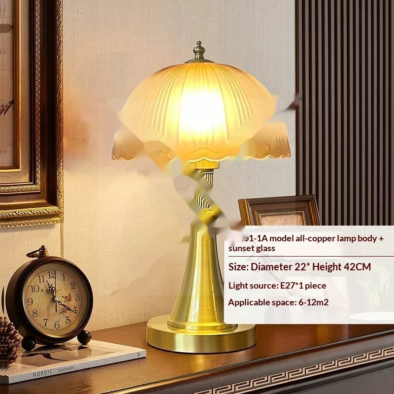 All-Copper Nordic-Style Creative Table Lamp With Floral And Bird Design