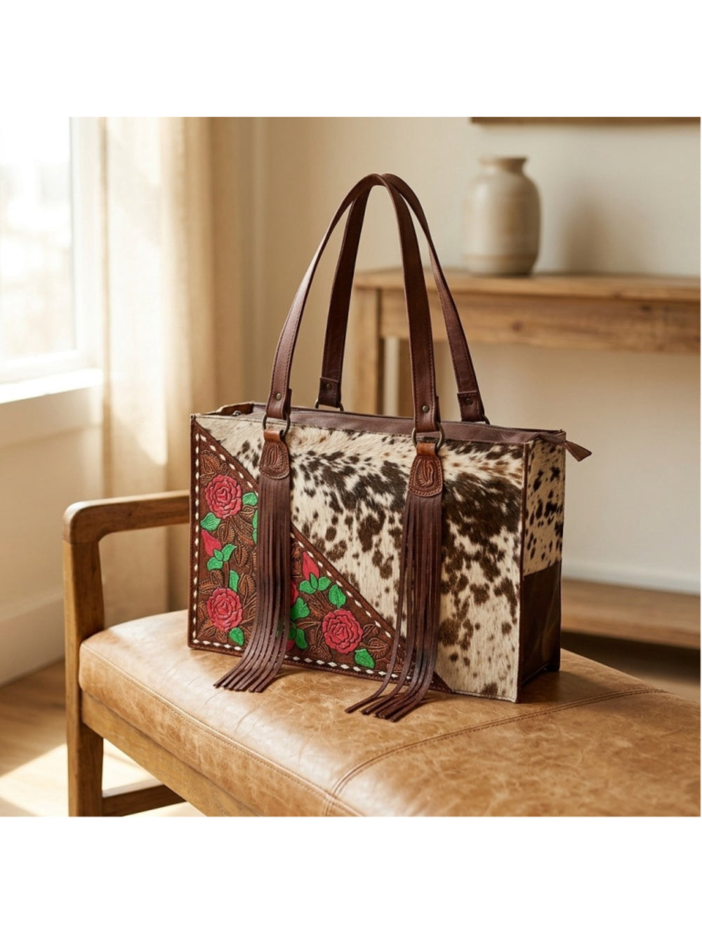 American Darling Cactus Rose Hide Tote