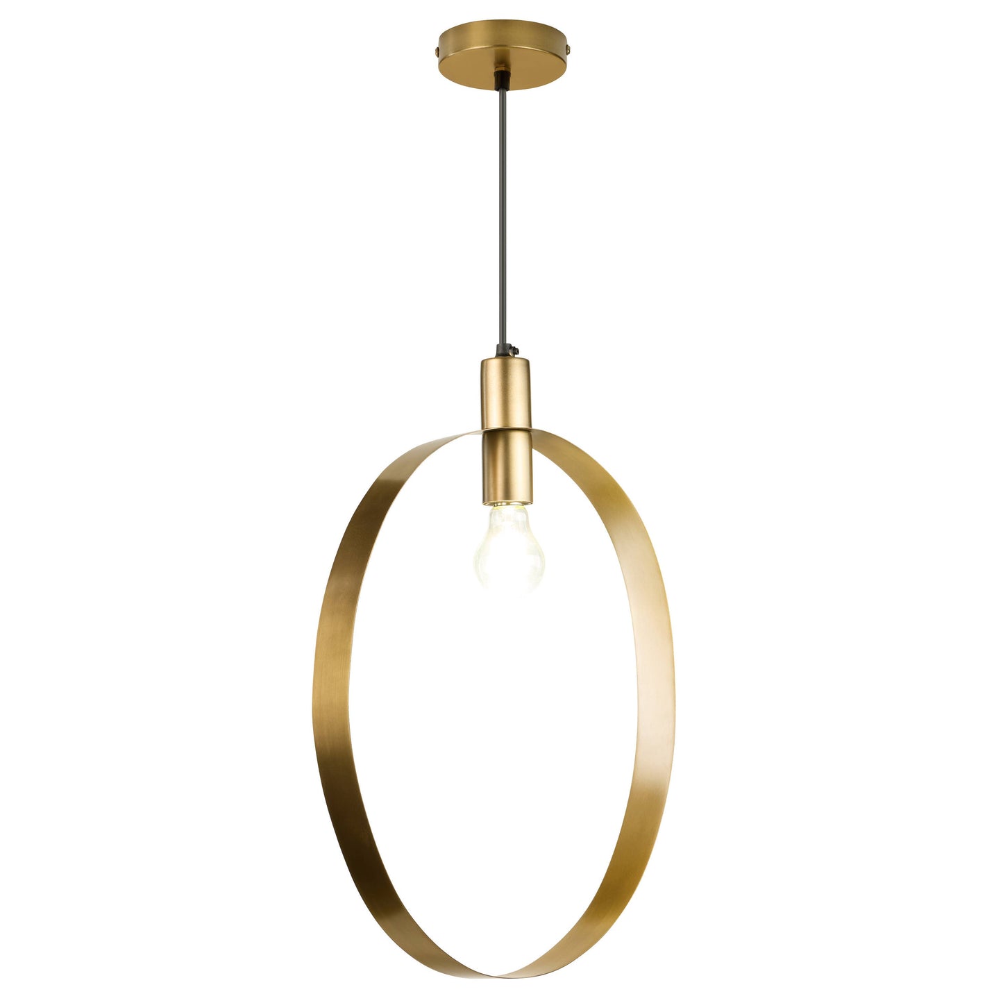20"H Marquis Modern Brushed Gold Oval Shade Pendant