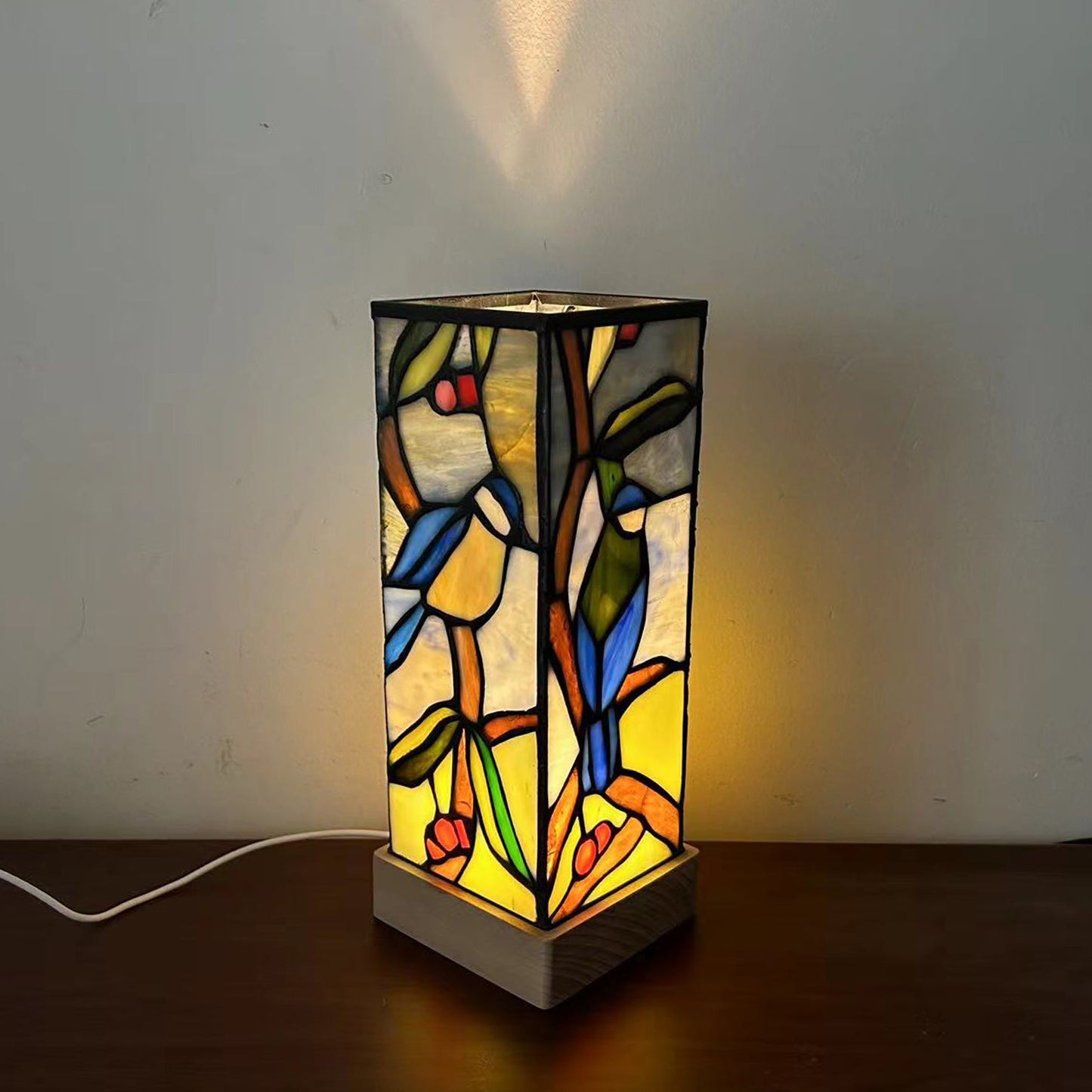 Colorful Stained-glass Bird And Duck Pattern Night Lamp A Cozy Decorative Light