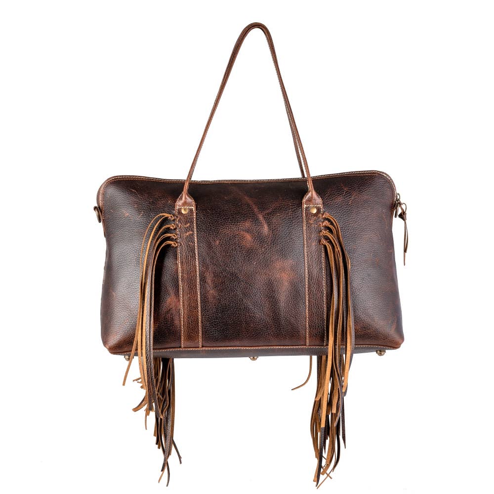 Full Grain Leather & Acid Wash Cowhide Mini Duffle multi white
