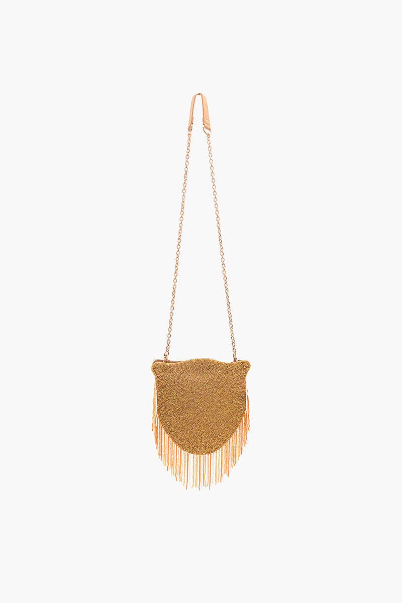 America & Beyond Tiger Shaped Beaded Crossbody Bag