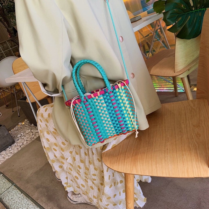"Hand-woven Hit"  Color weaved handbag