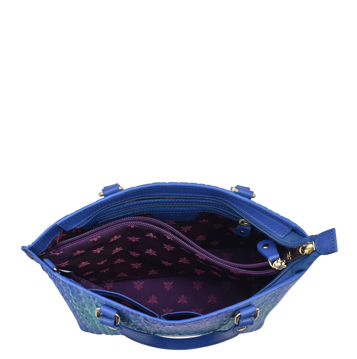 Anuschka Croc Embossed Leather Medium Tote - 693 Teal