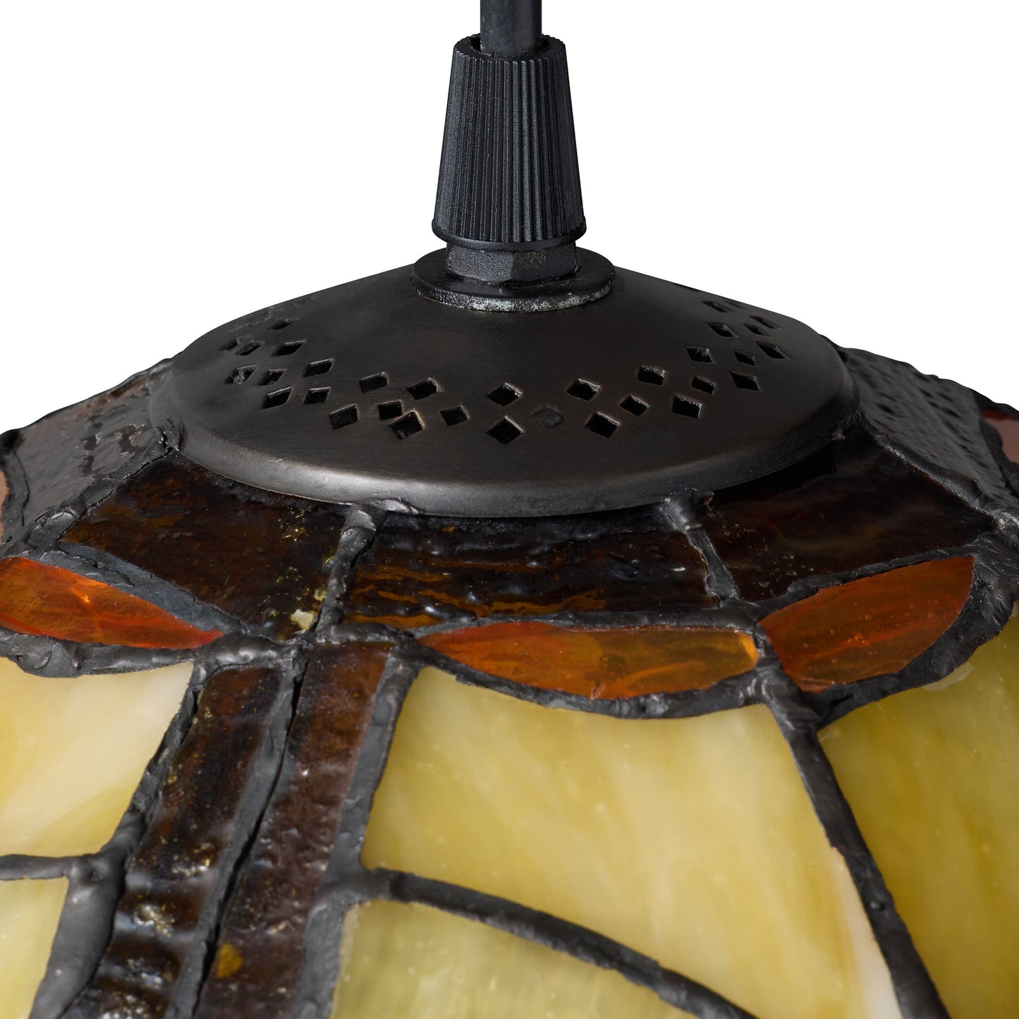10"W Halston Traditional Amber Dome stained glass Shade Pendant