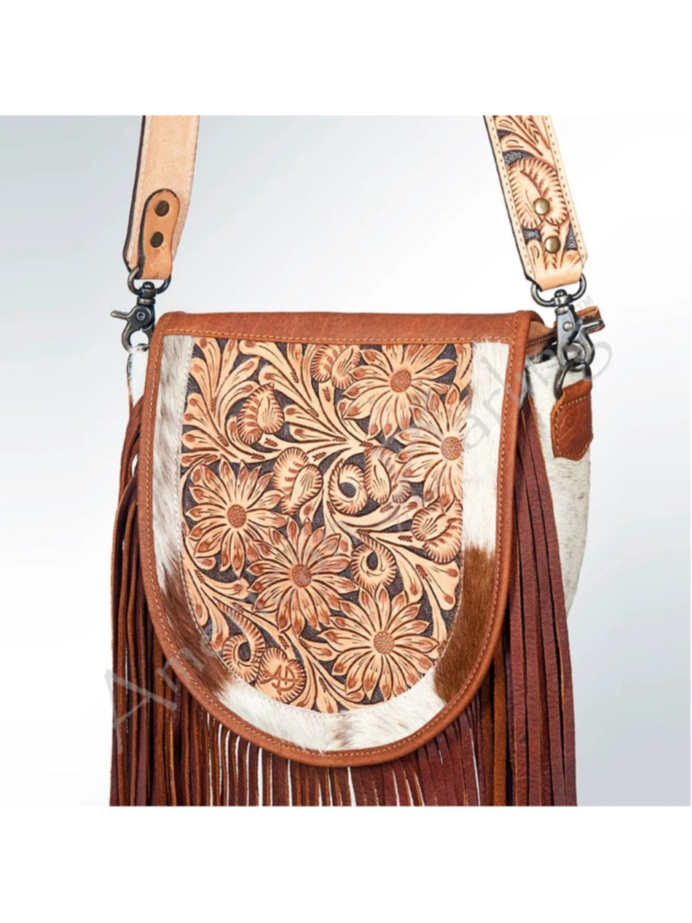 American Darling Dusty Trails Western Fringe Leather Crossbody Bag