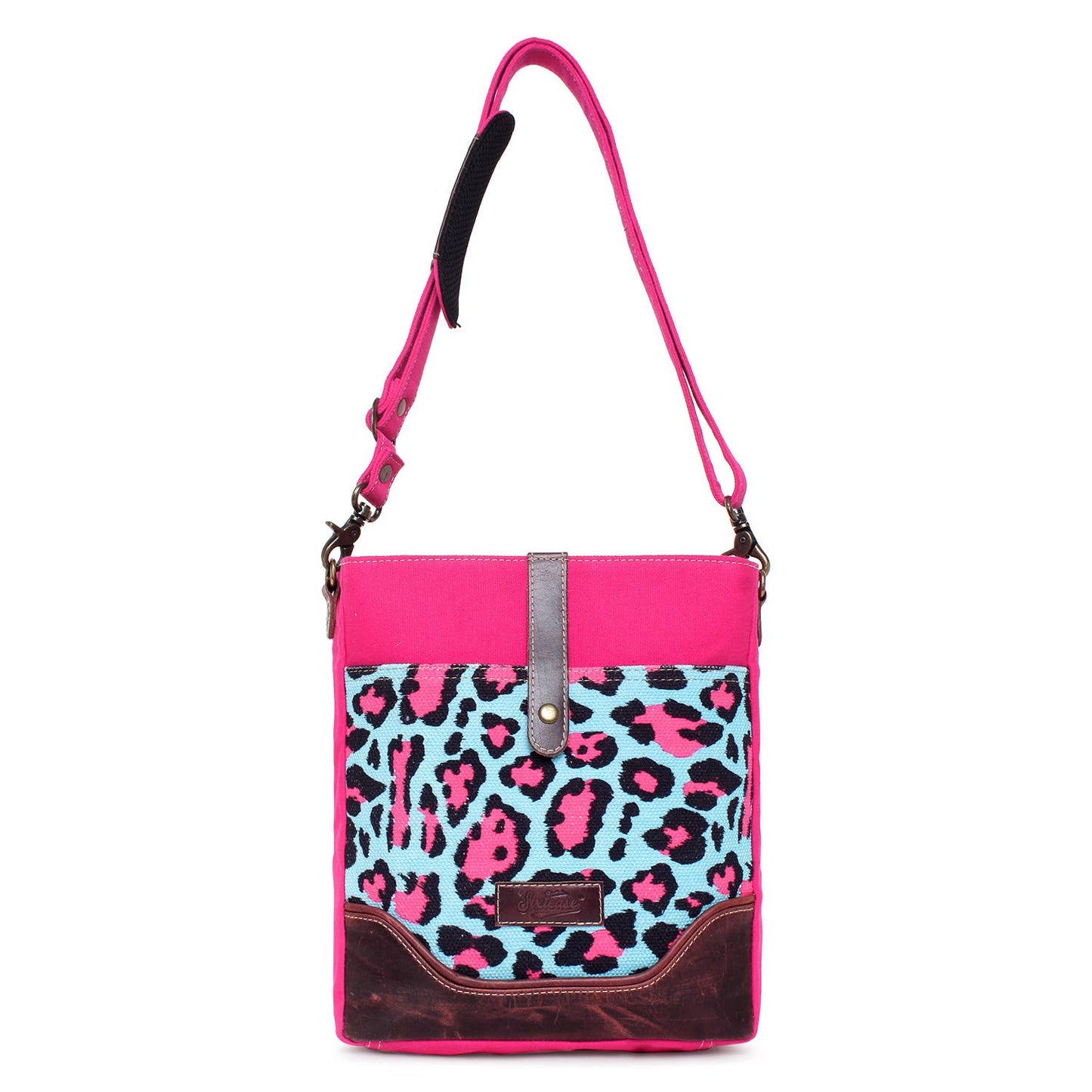 Hot Pink and Turquoise Animal Print Crossbody