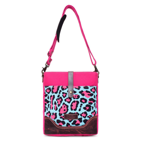 Hot Pink and Turquoise Animal Print Crossbody