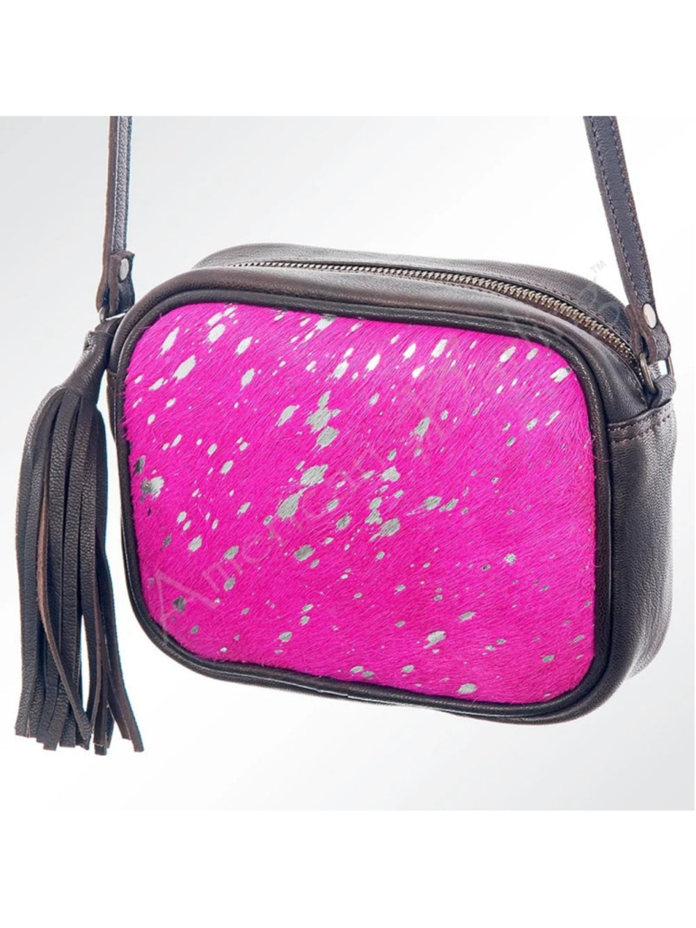 American Darling Hot Pink Sparkle Splash Tassel Crossbody Bag