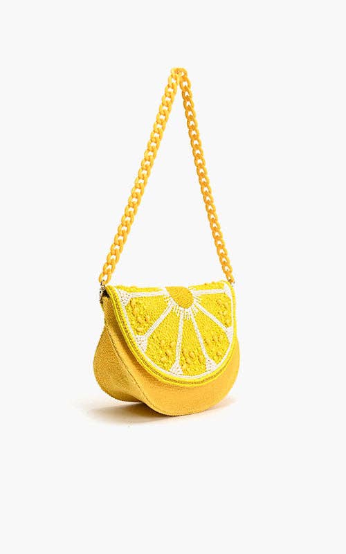 America & Beyond Couture Crescent Lemon Shoulder Bag