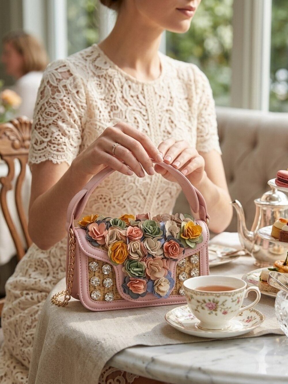 Blush Bloom Crystal Shoulder Bag-Petal Parade Crossbody