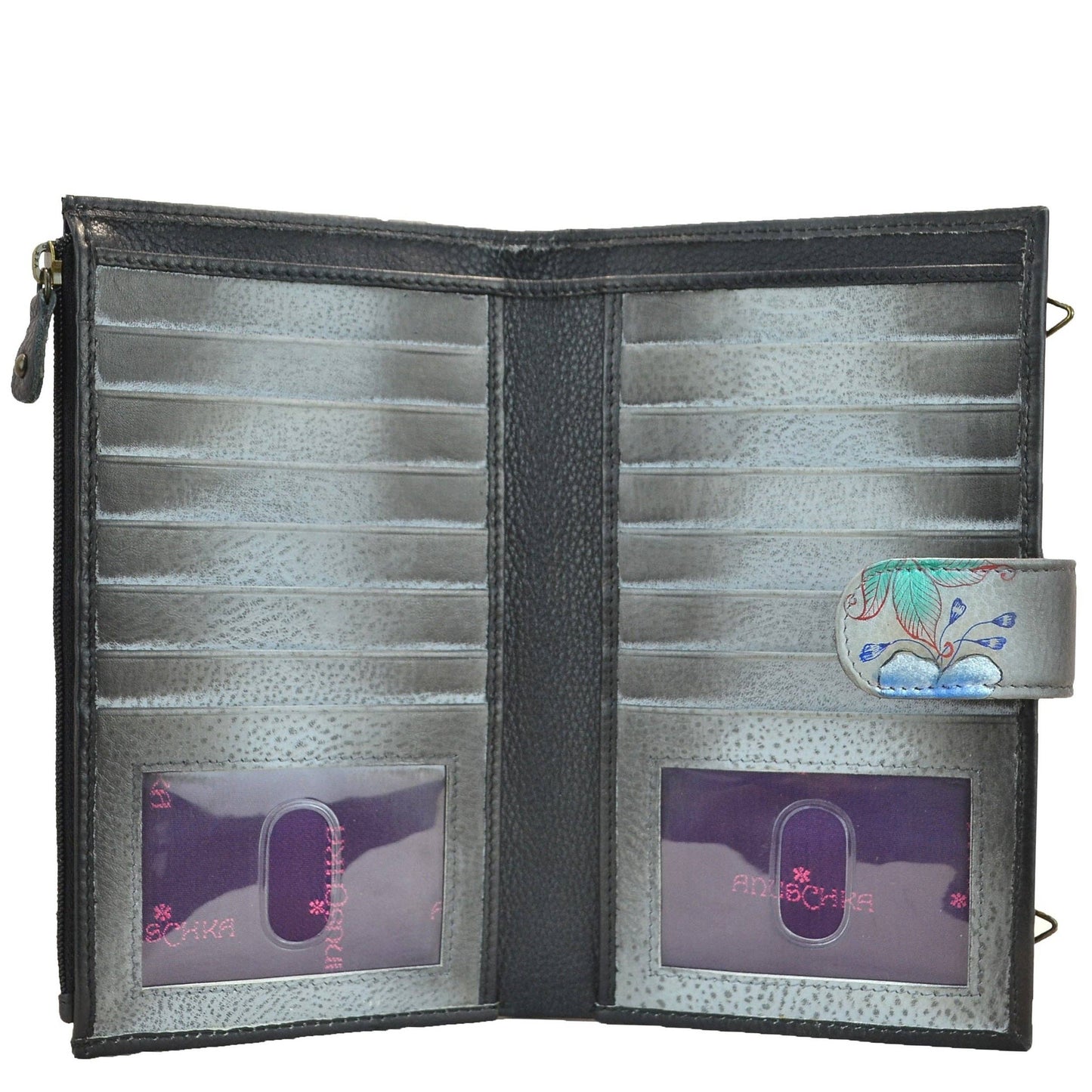 Anuschka Hand-Painted Leather Cell Phone Case & Wallet - 1113- sugar skull