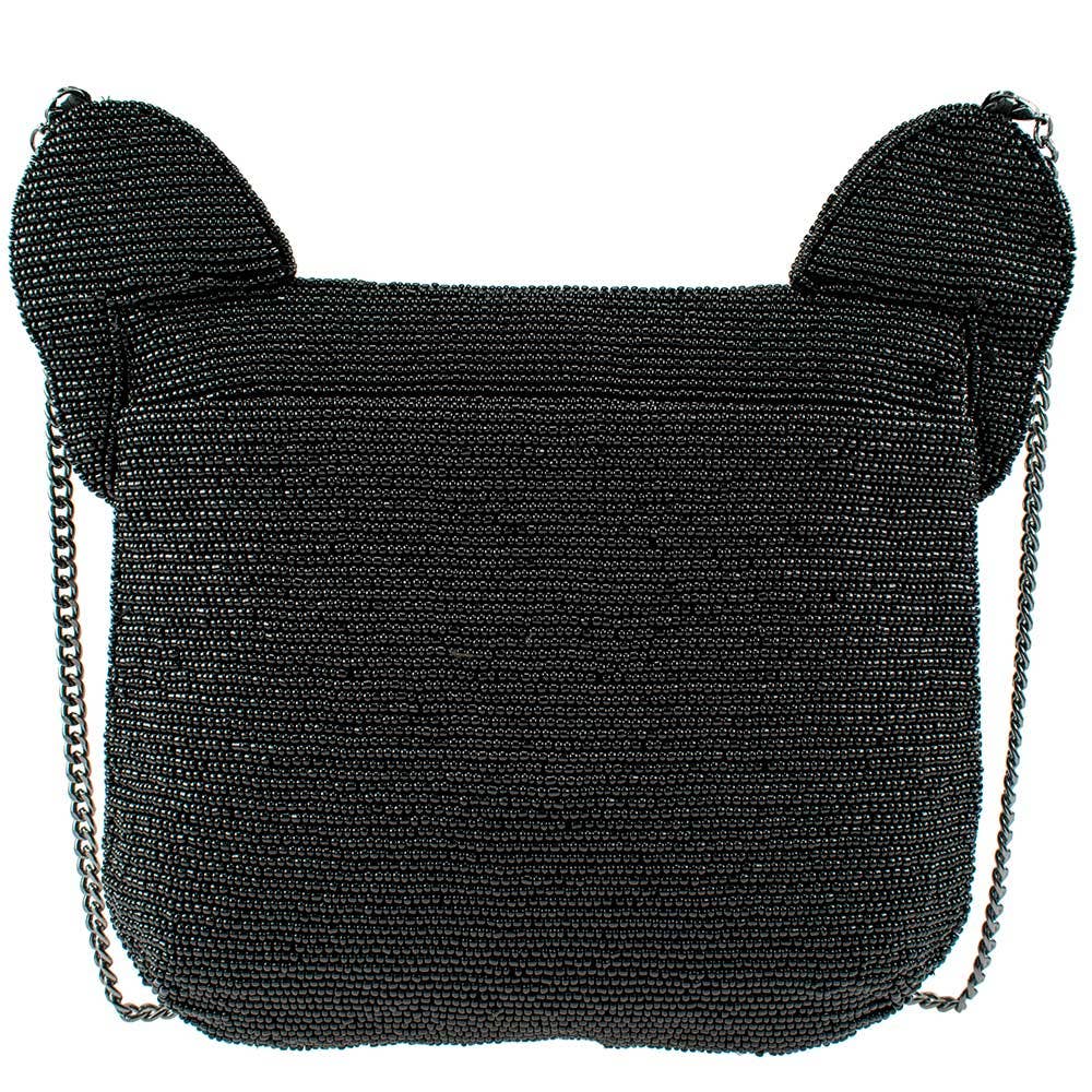 Mary Frances Throw Me a Bone Beaded Dog with Glasses Crossbody Handbag