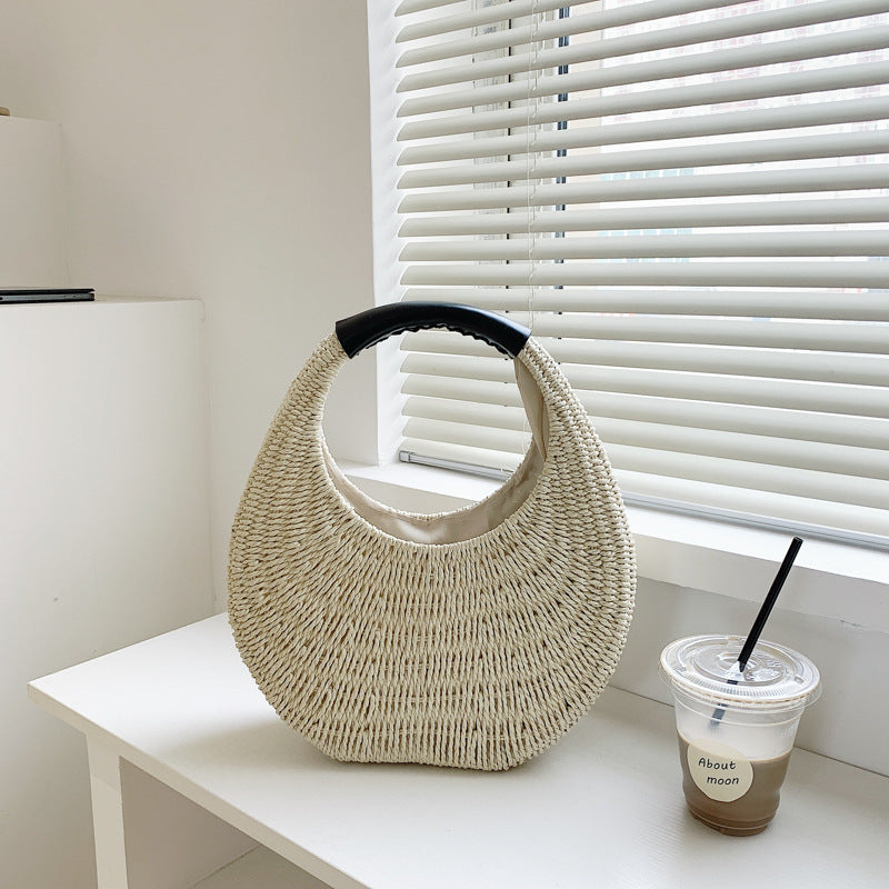 Rattan Moon Handbag