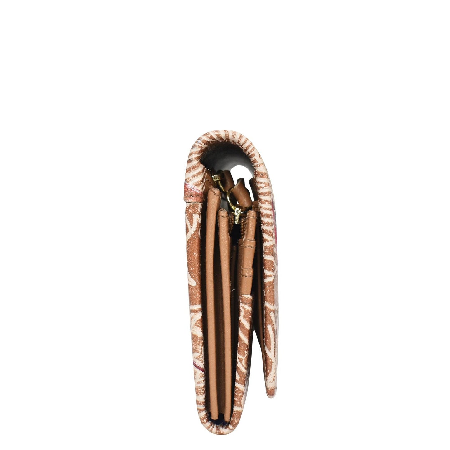 Anuschka Accordion Flap Wallet - 1112 with hummingbirds pink and peach leather
