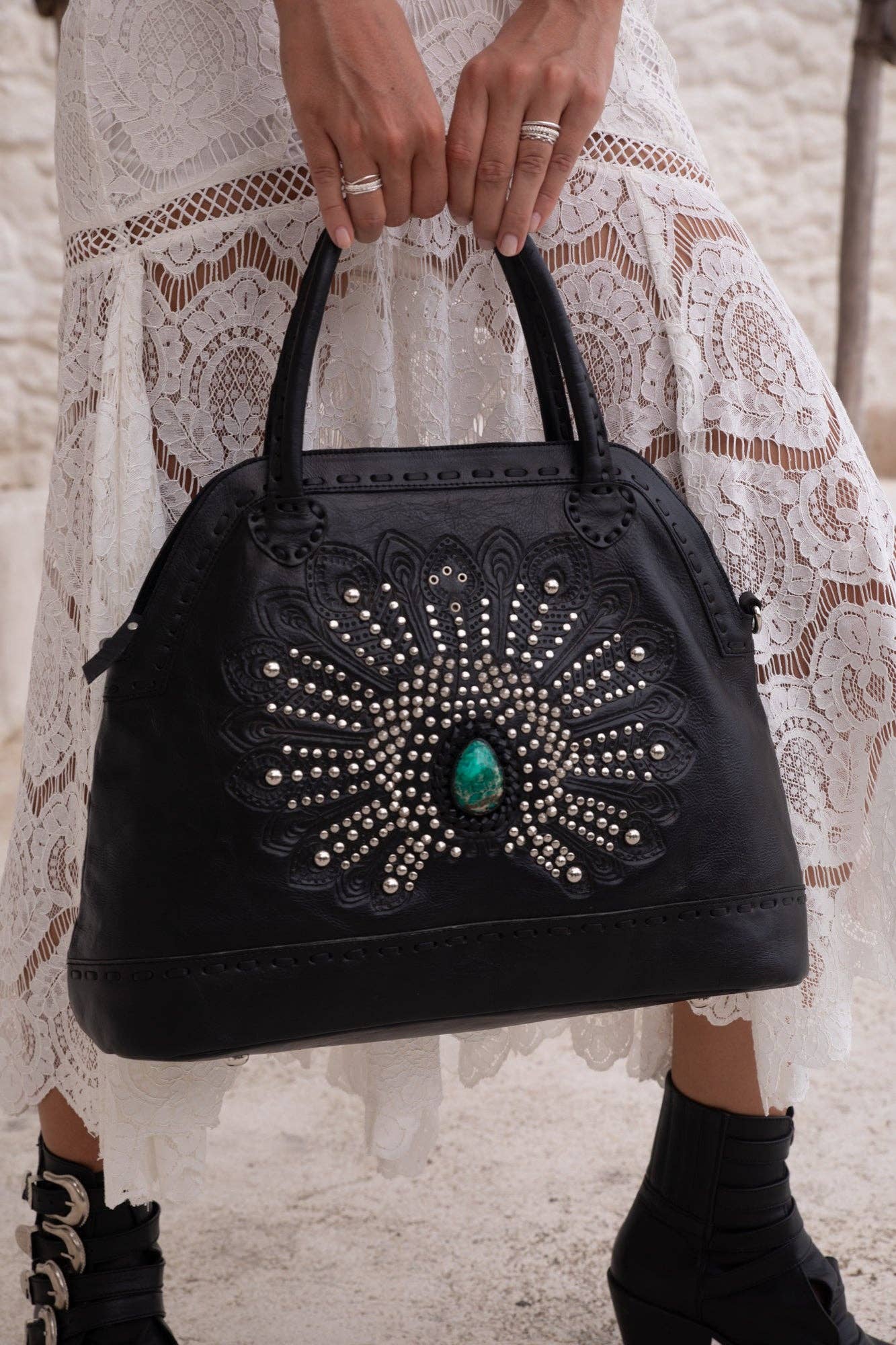 Mini Queen Peacock Bag Black