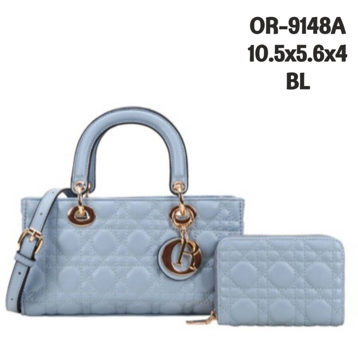Luxe Quilted Sky Tote/crossbodySet