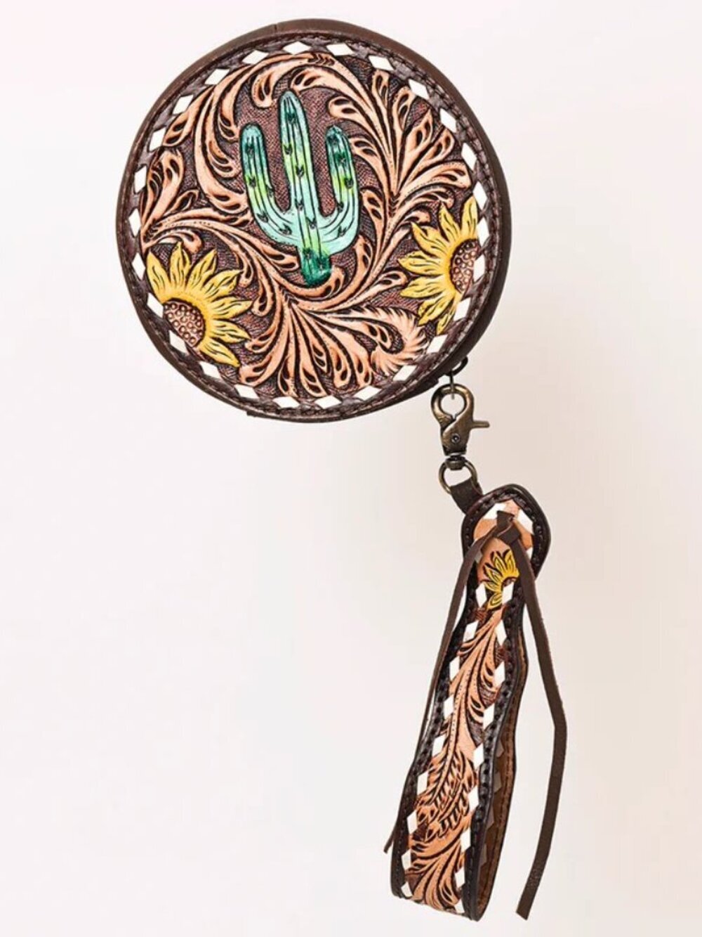 American Darling Desert Sunflower Bloom Leather Wristlet