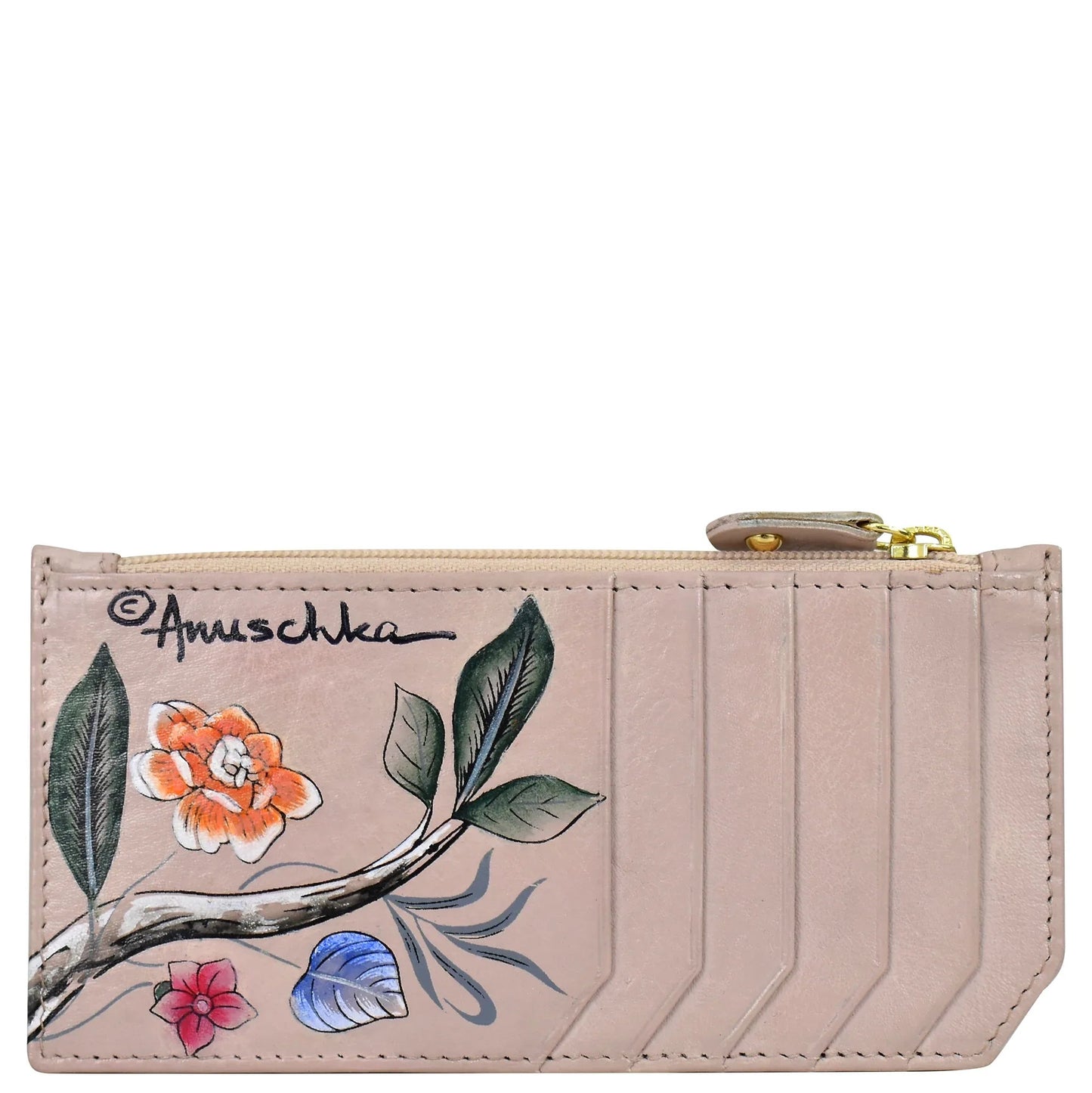 Anuschka Cardinal Family RFID Blocking Card Case with Coin Pouch - 1140