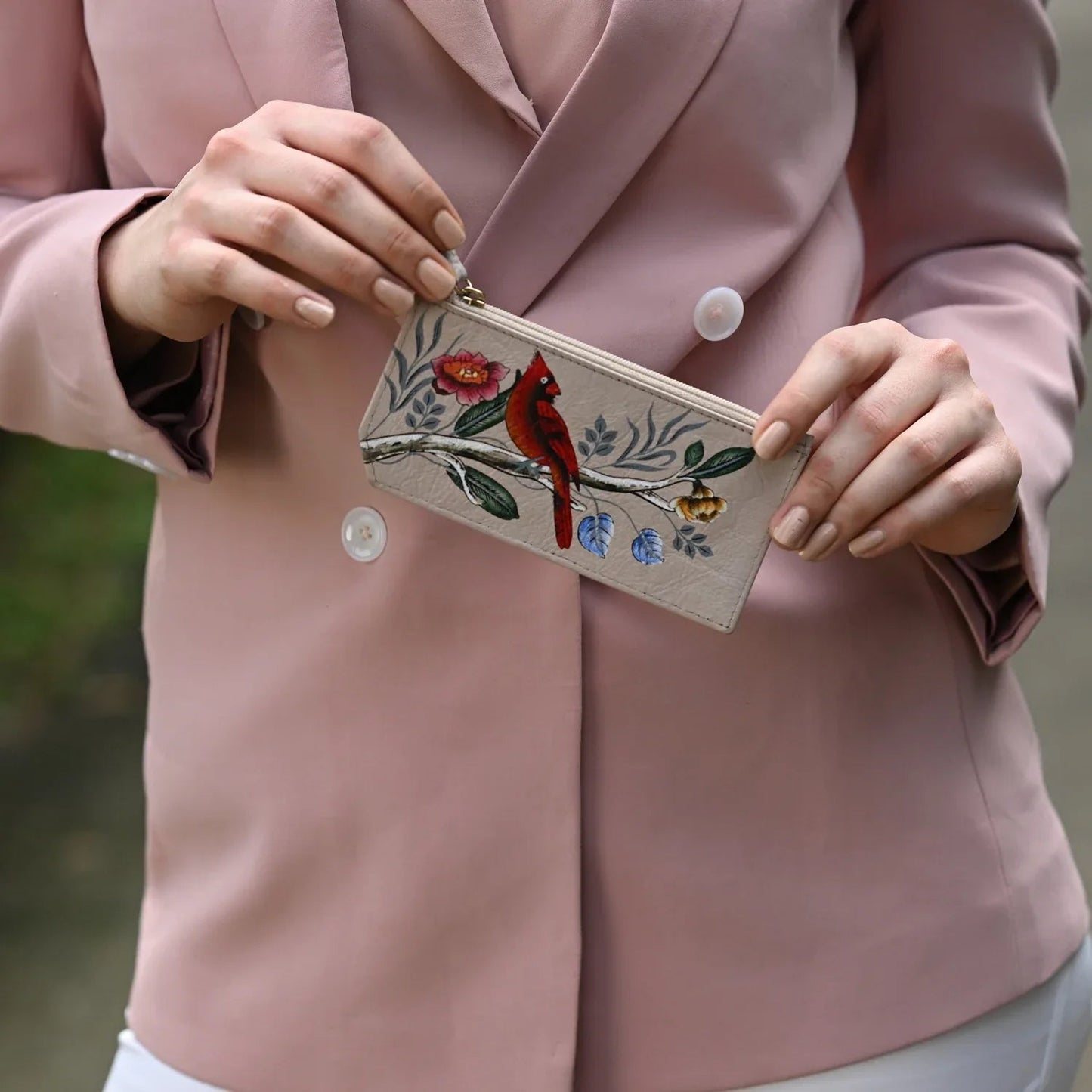 Anuschka Cardinal Family RFID Blocking Card Case with Coin Pouch - 1140